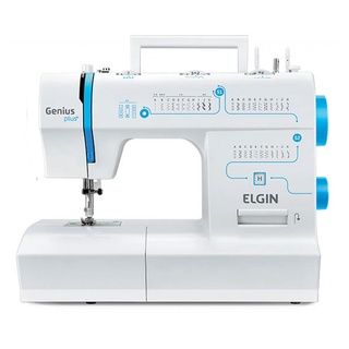 Máquina De Costura Elgin Genius Plus JX-4035 Portátil Doméstica Reta 31 Pontos Com Alça Braço Livre