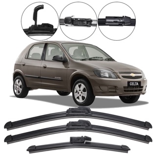 Kit 3 Palhetas Limpador Parabrisa Dianteiro + Traseiro Chevrolet Celta 2002/2010 em Oferta na Shopee