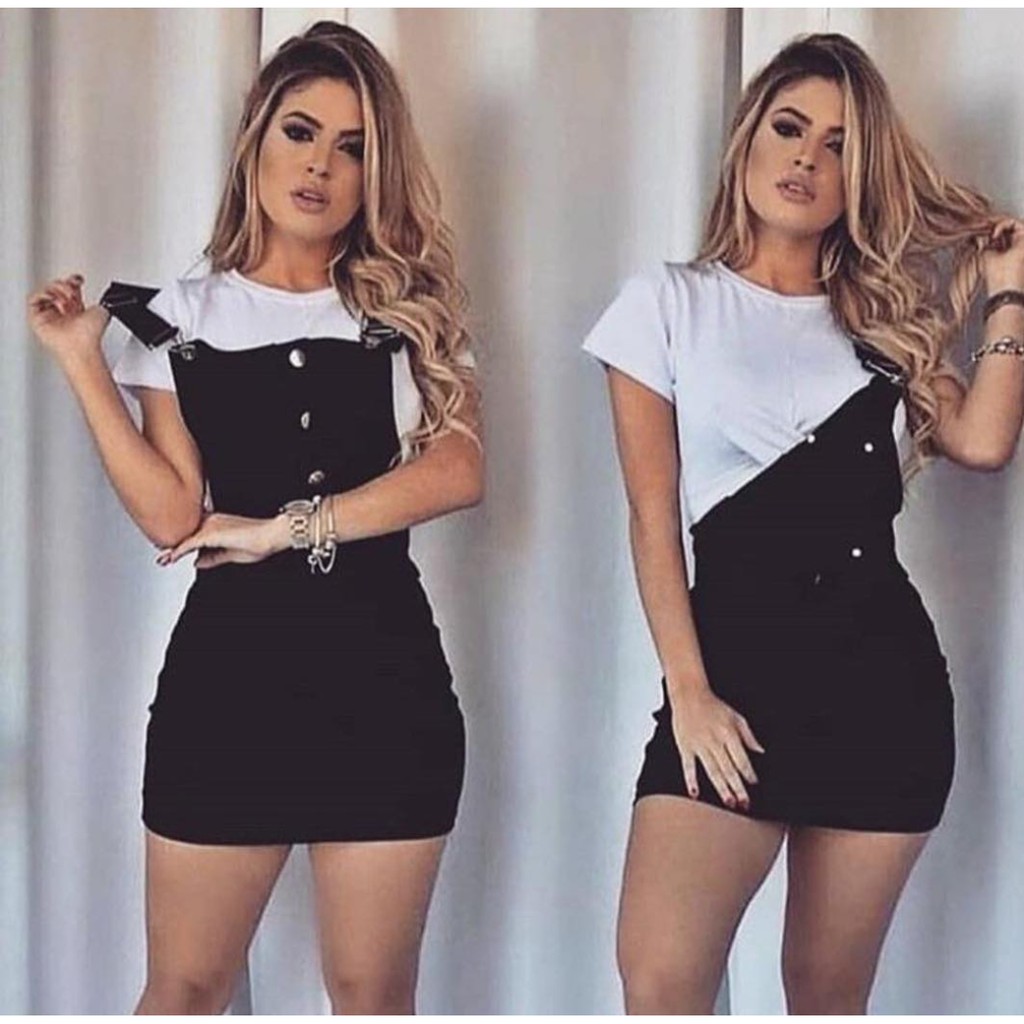 vestido jardineira de tecido