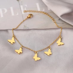 Pulseiras De Aço Inoxidável Borboleta Elegante Pingentes De Temperamento Corrente Fina Vintage Fashion Bracelet Para Jóias Femininas