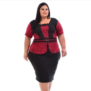 Vestido Plus Size Moda Evangélica Tamanhos Grandes De Jacquard Com Malha Crepe Do P Ao G3