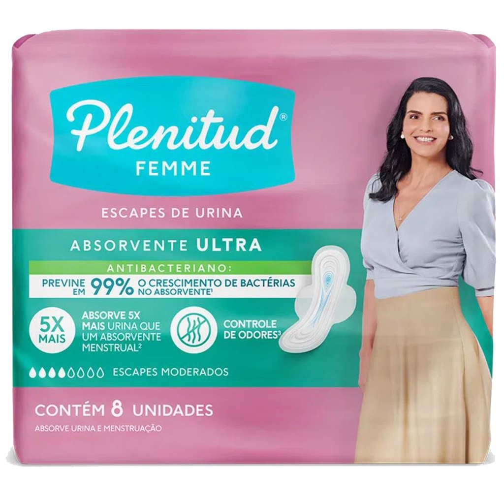 Absorventes Femininos Plenitud Femme Ultra com 8 Unidades - ajuda no ...
