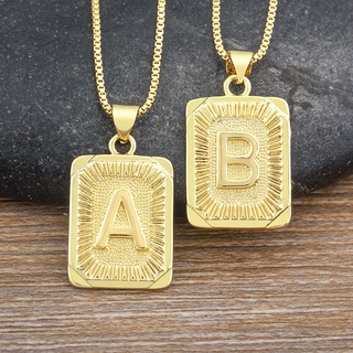 Design Leve De Luxo Geométrico Inlay A-Z Carta Pingente Banhado Ouro Colar Punk Unissex Joias