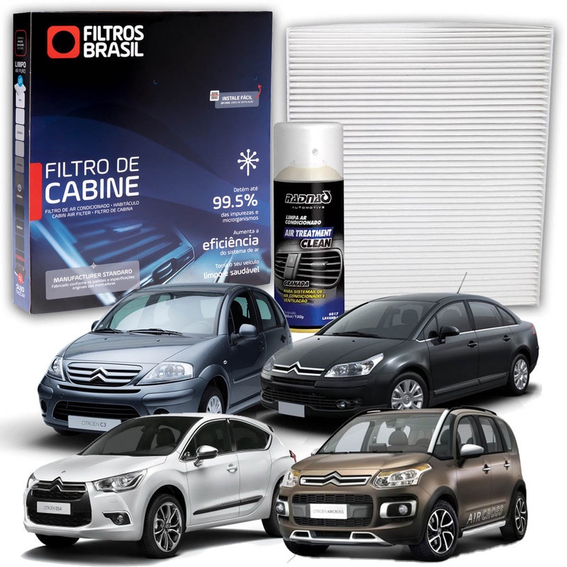 Filtro de Cabine para Ar Condicionado Citroen C3/C4 AirCross + Higienizador Limpa Ar Tipo Granada - Spare Parts and Accessories for Vehicles