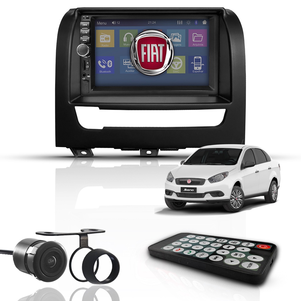 Kit Central Multimídia Universal Mp5 2 Din Bt Espelha Siena - Spare Parts and Accessories for Vehicles