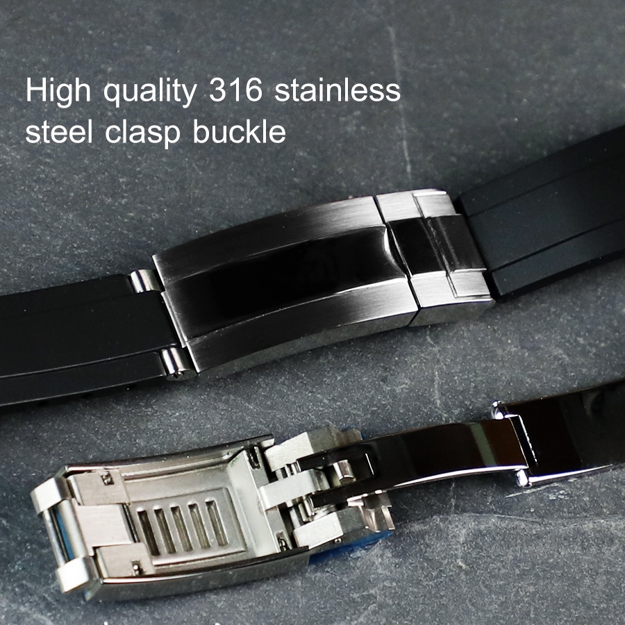 Pulseira De Relógio De Borracha Ajustável De 20 Mm Para Rolex Strap Submariner Daytona GMT 2 OYSTERFLEX Glidelock Fivela