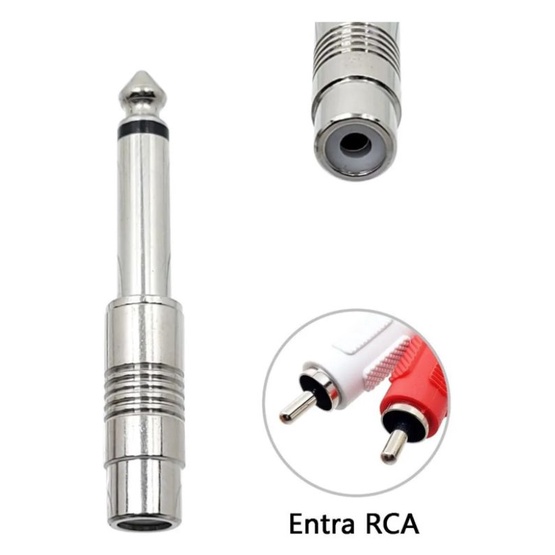 Plug Adaptador De Audio P10 Macho Mono Para Rca Femea