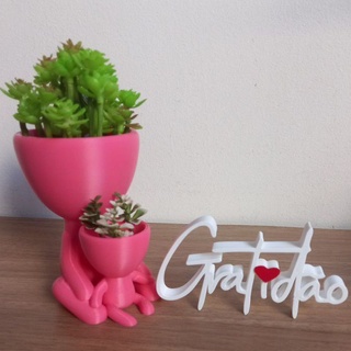 Mini Vasinhos para suculentas Mãe/filho com Escrita Gratidão