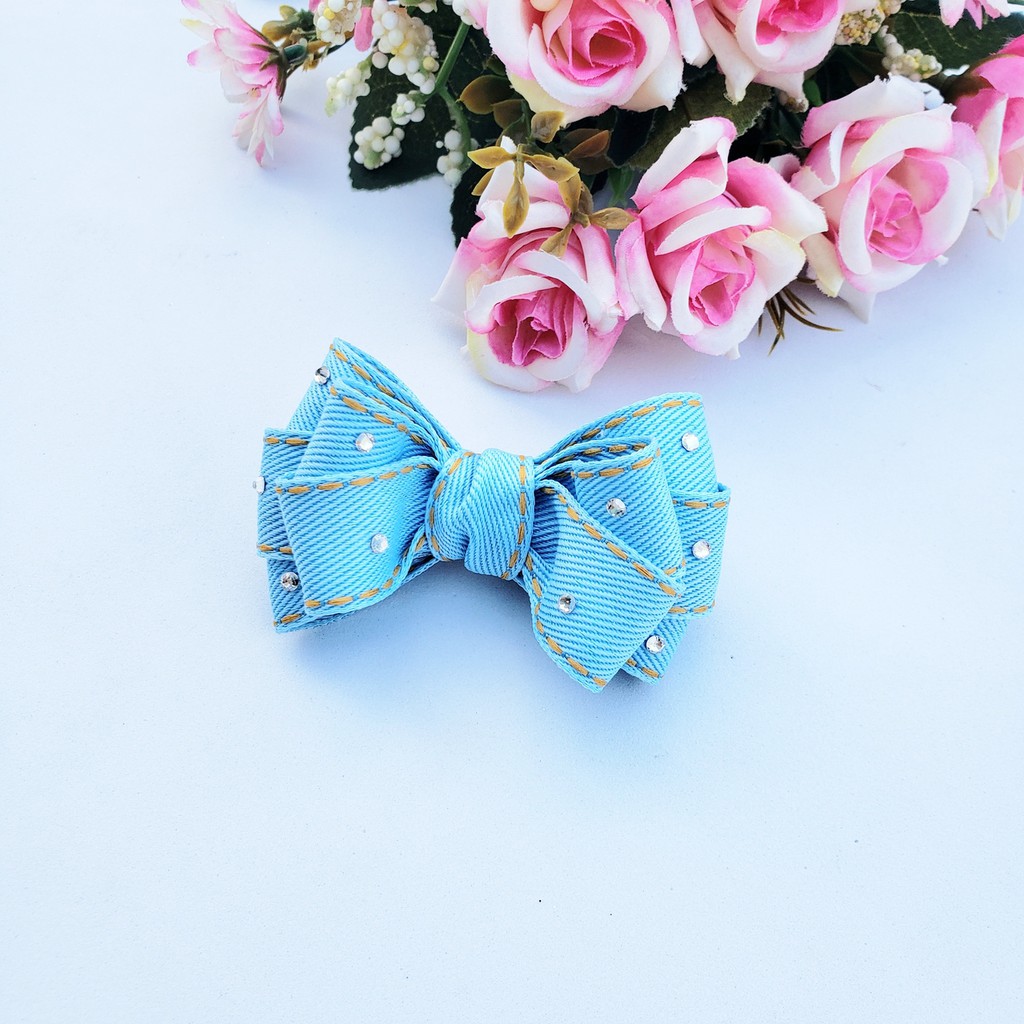 Laço Infantil Jeans com Strass