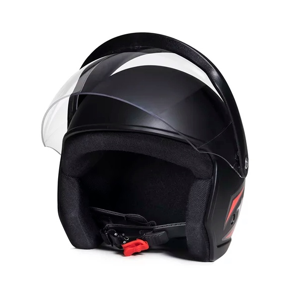 Capacete Aberto Taurus Wind Visor Preto Fosco E Vermelho com viseira acoplada em Oferta na Shopee
