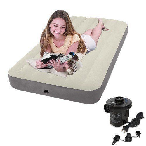 Colchão Inflável Solteiro Dura Beam Fiber Tech Com Bomba Elétrica- Intex em Oferta na Shopee