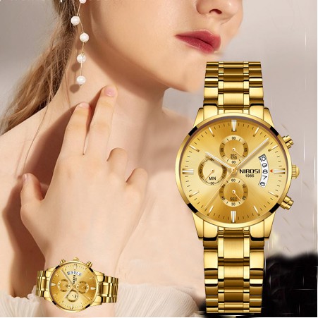 NIBOSI 2022 Nova Pulseira Feminina De Ouro De Aço Criativo À Prova D'água