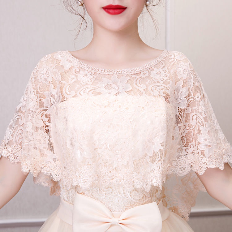 Xale De Noiva Fino Novo Estilo Branco Lace Verão Casamento Manto Cardigan Vestido Vermelho Mulheres — imagem 2 de 2