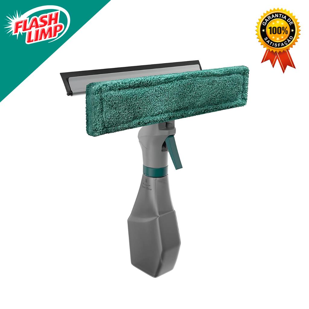 Limpa Vidros Spray, Rodinho e Limpeza, Reservatorio 230 ml, Verde, Flash Limp