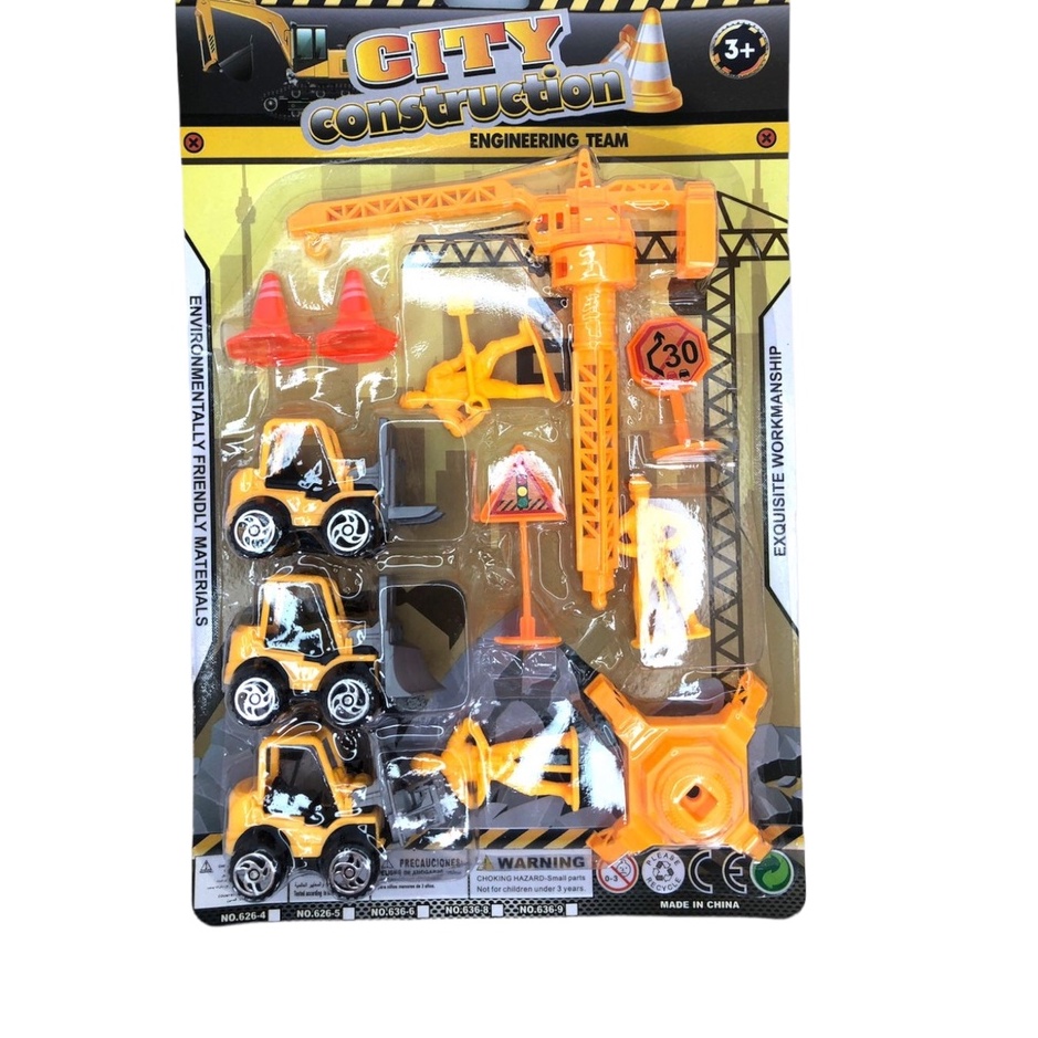 Kit Construção Infantil Com Guindaste Tratores De Brinquedo tipo Hot Wheels Carrinhos Fricção Trucks De Construção Trator Caminhão Guincho, Ónibus