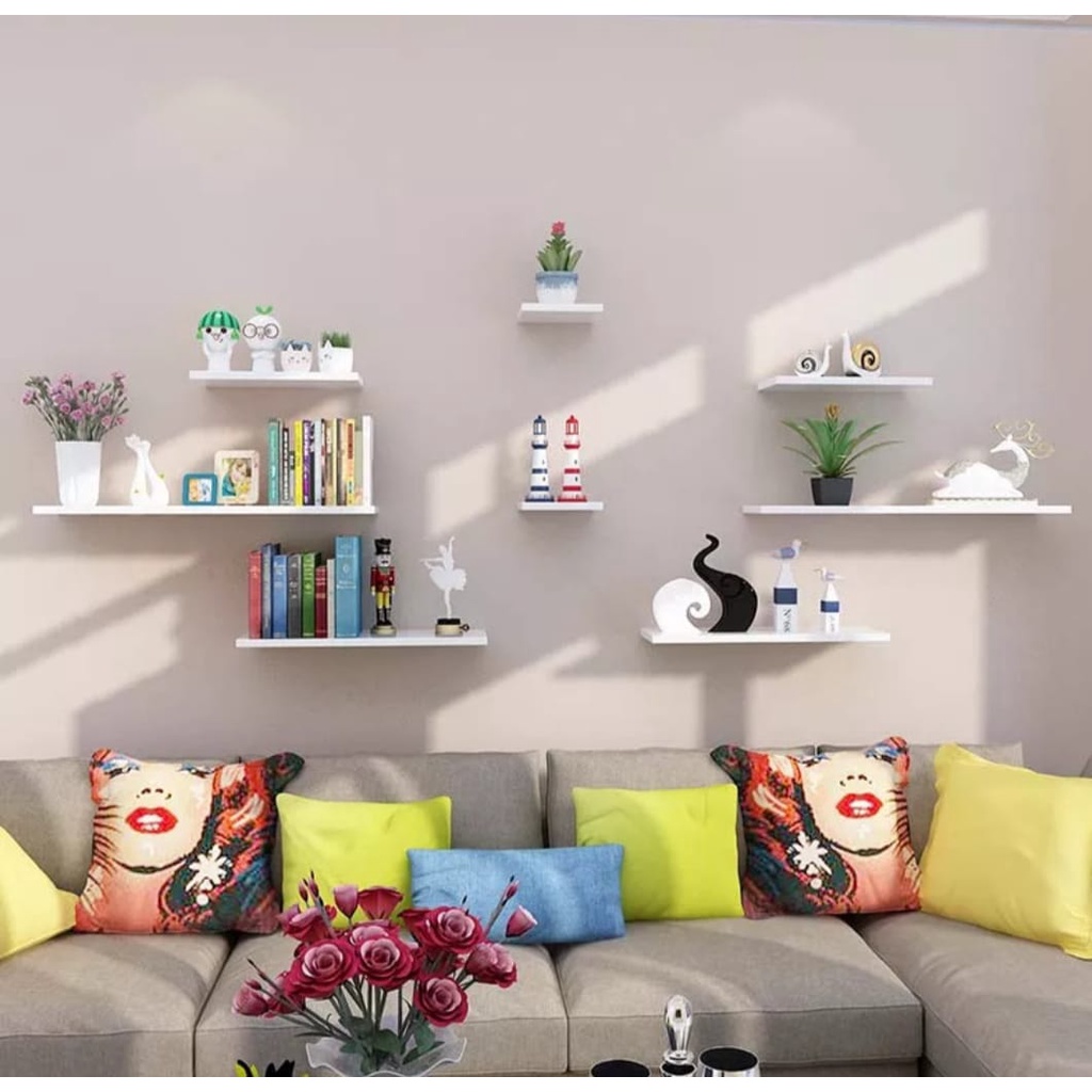 Kit 3 Prateleiras reta 40/50/60 nicho Branco Suporte decoração sala quarto banheiro escritório — imagem 2 de 2