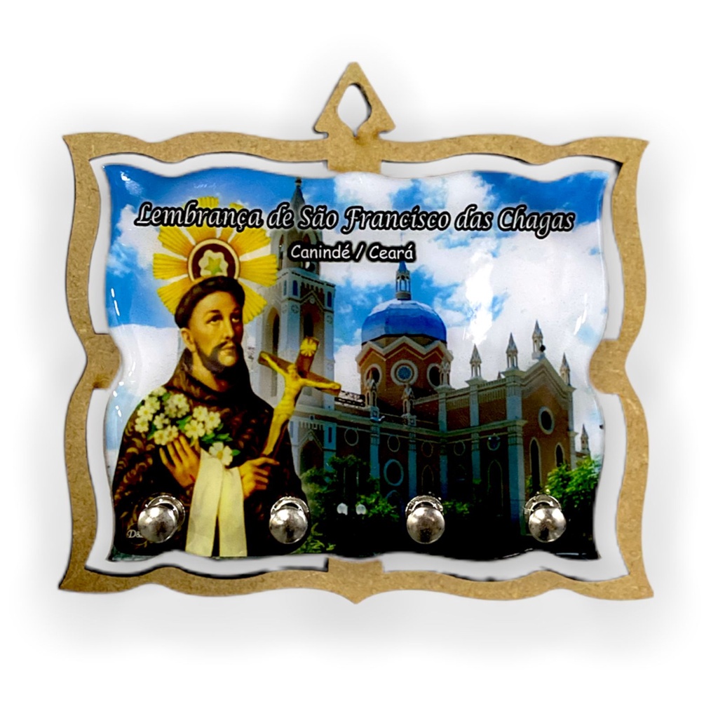 Imagem São Francisco das Chagas Porta Chave Madeira Resinado