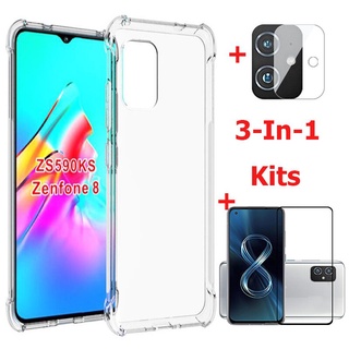 Lente De Câmera + Tempered Vidro Para Asus Zenfone 8 ZS590KS 8 Flip 9 Anti-Derrapante Capa Macia De Silicone 7 Pro Traseira