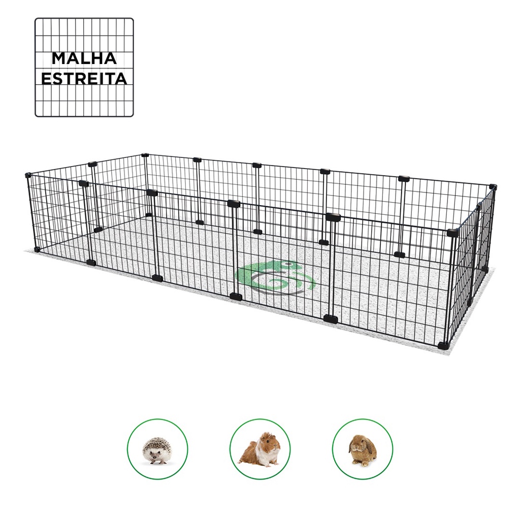 Cercado Porquinho da Índia 60x150cm Cercadinho Grande Ideal para 3 Porquinhos Malha 2,5cm Filhotes