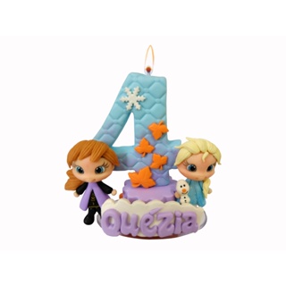 Vela Topo De Bolo Em Biscuit Tema Frozen 2 Com Nome em Oferta na Shopee