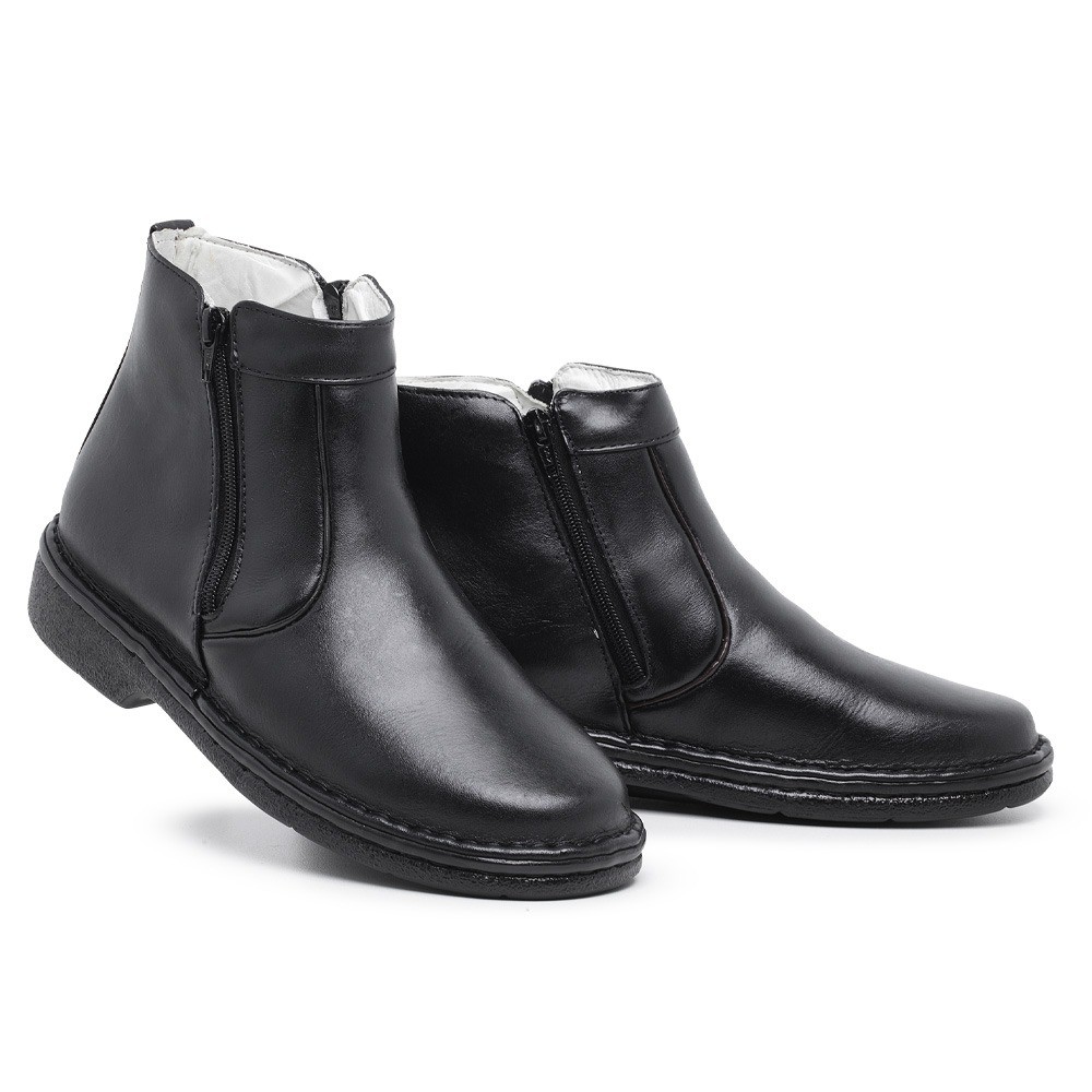 Botina Anti Stress Ortopédico Masculino Em Couro Confortável