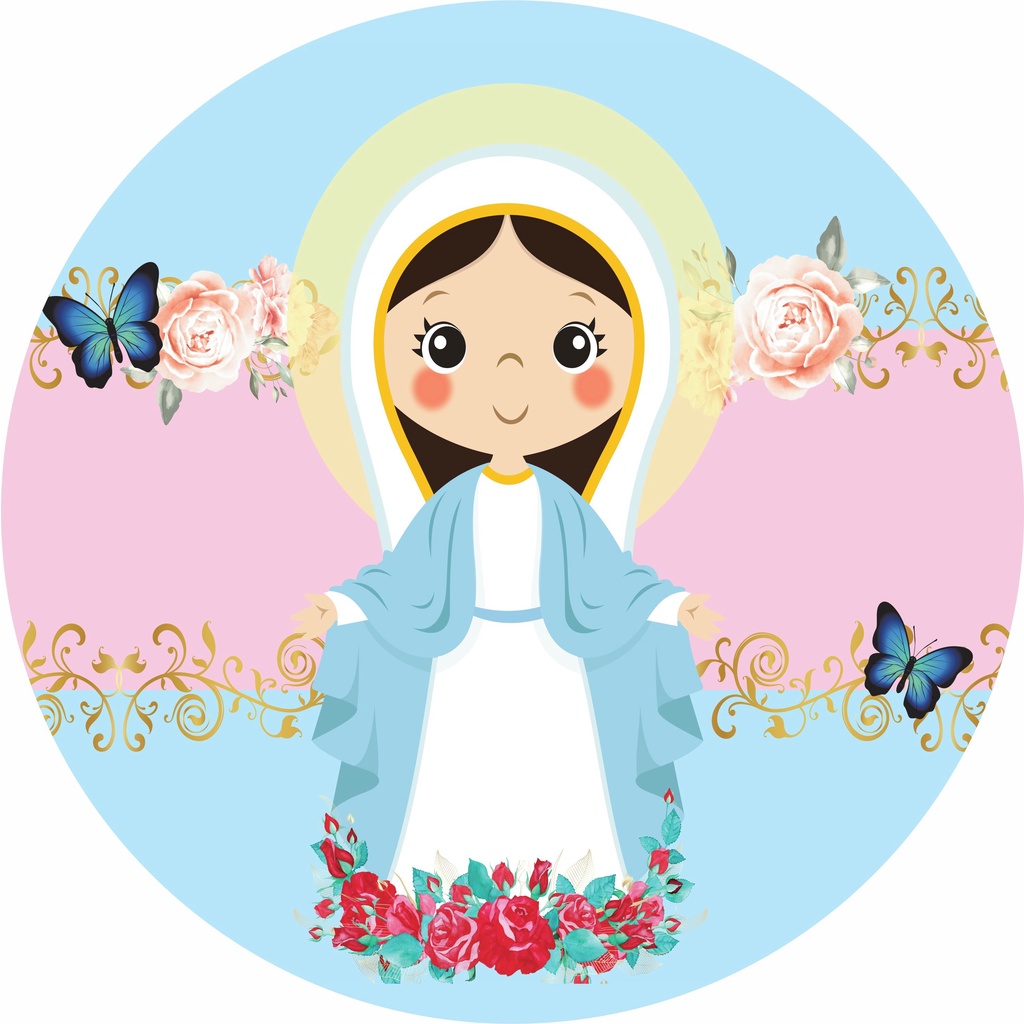 painel em lona redondo nossa senhora floral decoração festa | Shopee Brasil