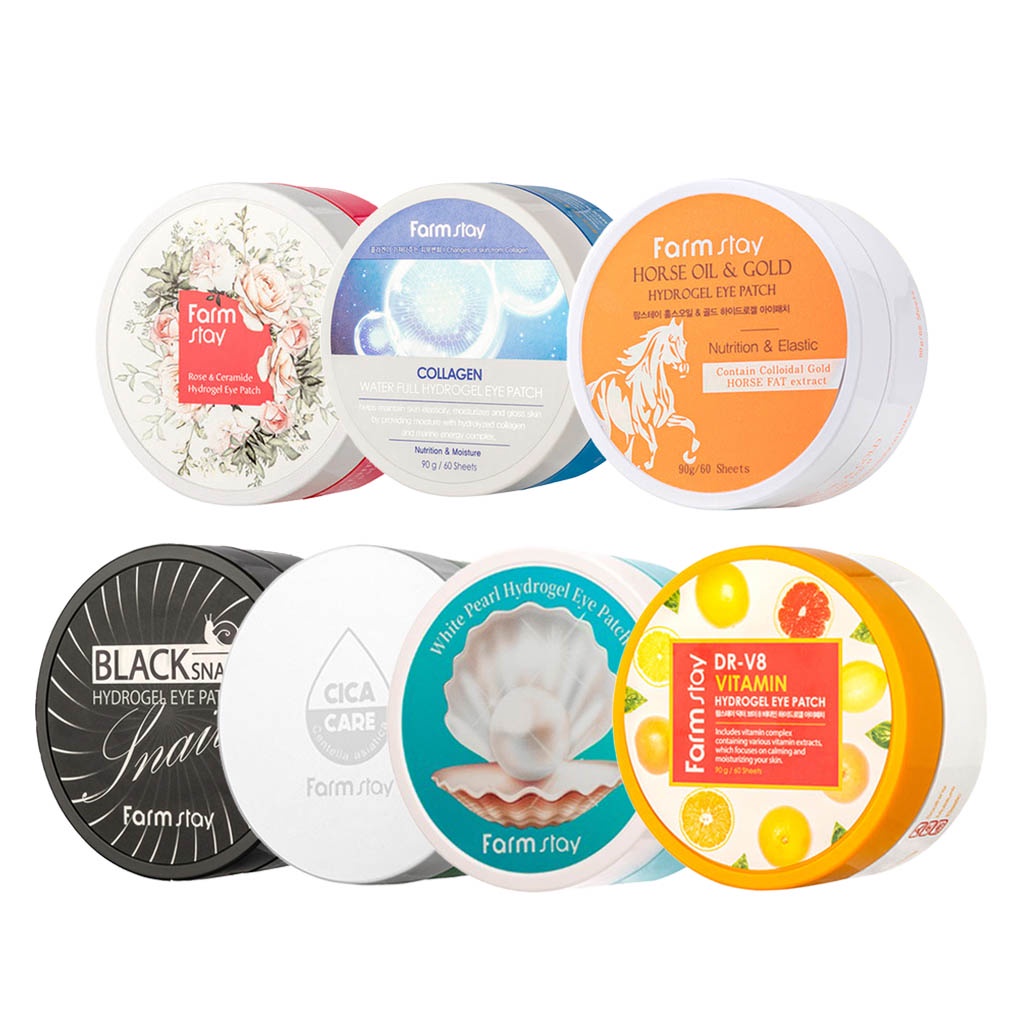farmstay hydrogel eye patch 60pcs 60 sheets 7 types em Oferta na Shopee