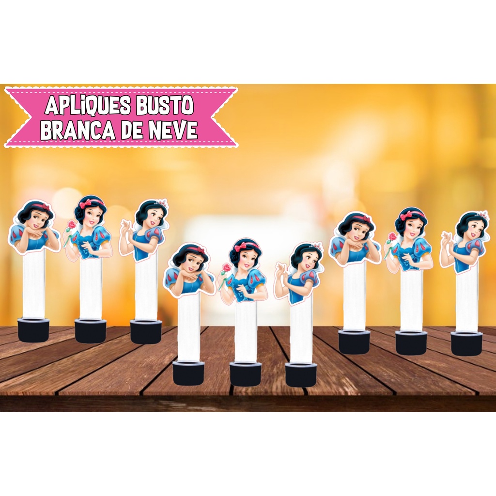 Apliques para Tubetes de 13cm - Busto - Tema Branca de Neve - Kits diversos