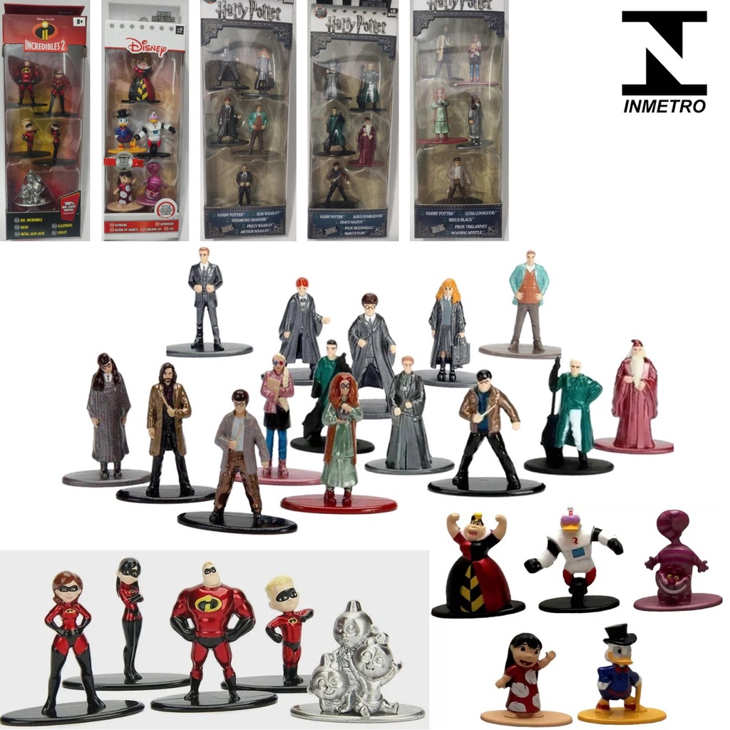 Figuras Personagens Bonecos 5 Miniatura de Metal Colecionável Heróis e Vilões aprox. 4,5 cm