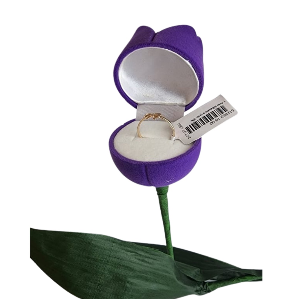 Estojo para Anel Joias Flor Tulipa com Caule