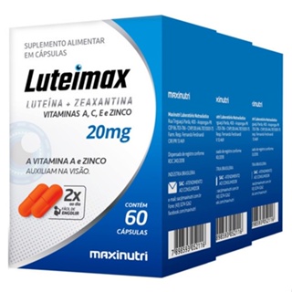 Kit 3x Luteína + Zeaxantina com Vitaminas 60 Cápsulas Maxinutri em Oferta na Shopee