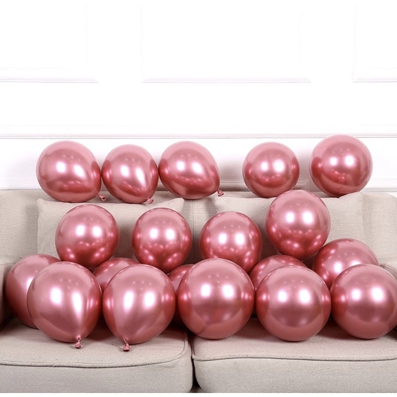 25 Unid Balão 5 Pol VERMELHO Metalizado Bexiga Cromado - Home & Living