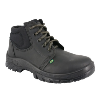Botina de seguranca bota Couro Bico Pvc - Ecosafety Ps139 Preto latego