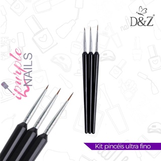 3 Pincéis Ultra Fino Francesinha Decoração Manicure Pincel de Unha 6mm 8mm 11mm