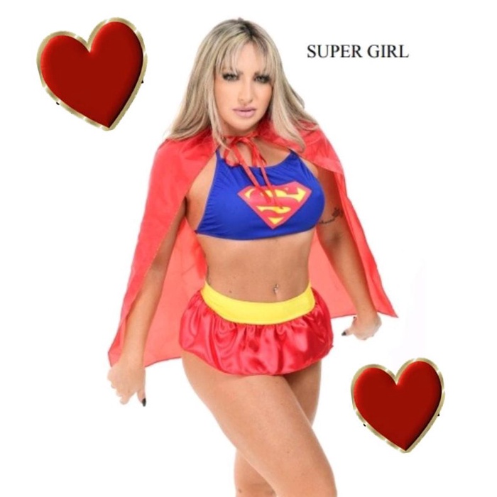 fantasia Super Girl sexy eróticas lingerie moda íntima sex shop atraente conjunto sensual noite apaixonada vem me amar PlusSize e slin