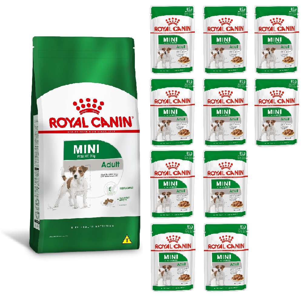 KIT ROYAL CANIN MINI ADULTO 2,5KG E 10 WET ROYAL CANIN MINI ADULTO 85G