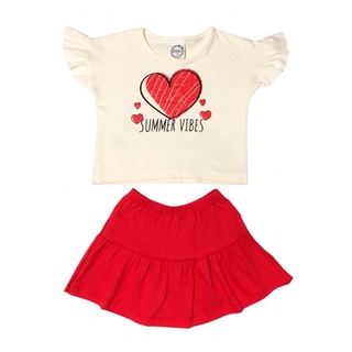 Conjunto Infantil Menina Cropped com Saia Summer Vibes