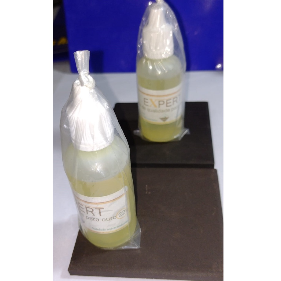 Teste Ouro  2 Vidro e 2 pedra Kit Completo Teste 30 Ml e Pedra  7.50 x 7.50 Cm Tetta Ouro 22 Kiilates