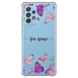 Capa para Galaxy A22 4G, A32 4G, A32 5G, A33, A34, A52, A53 e A72 - Borboletas | Com Nome Manuscrito