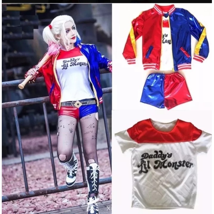 Conjunto Infantil Festa Harley Quinn Arlequina 2 A 12 Anos