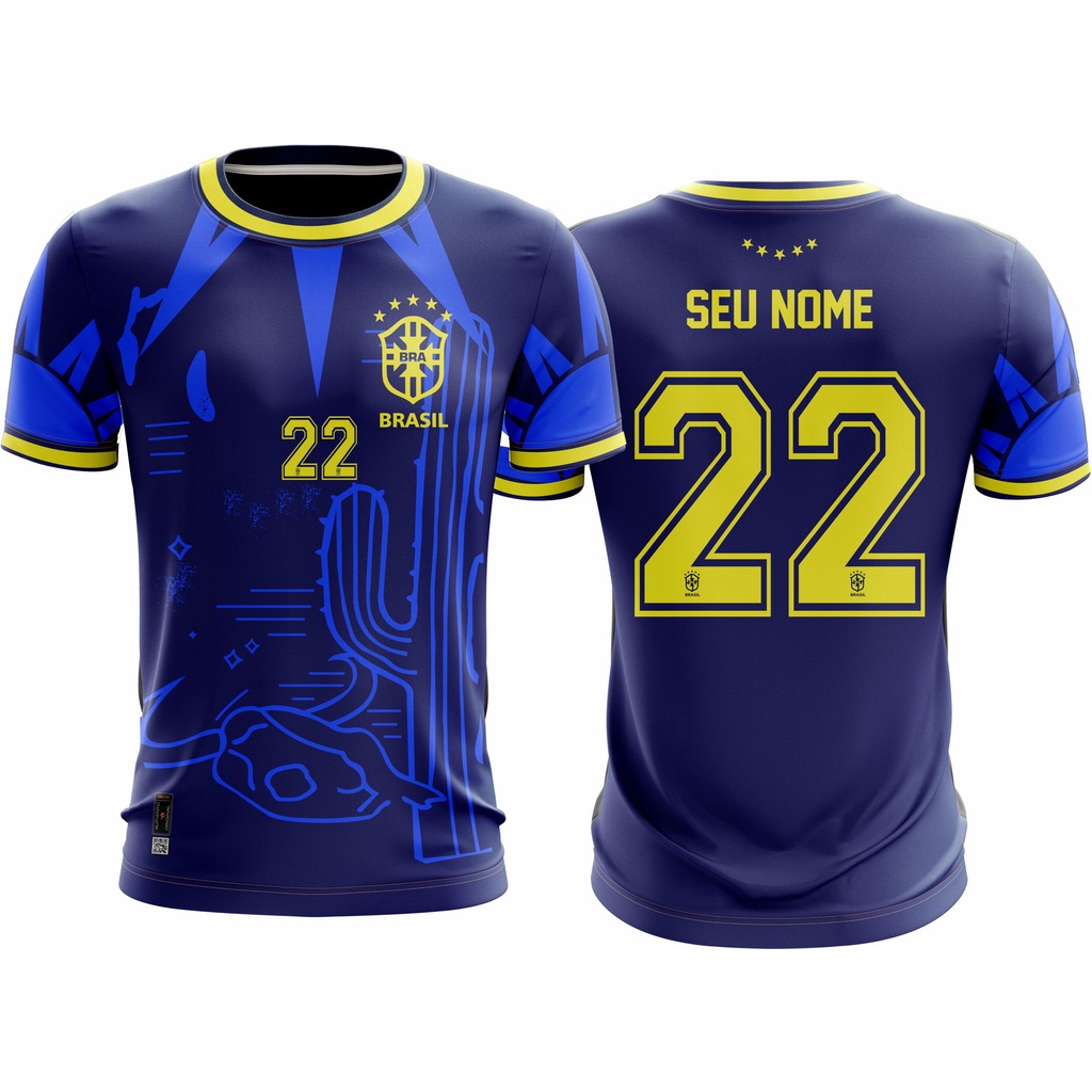 CAMISETA BRASIL SELEÇÃO COPA DO MUNDO NOME + NÚMERO PERSONALIZADA ...