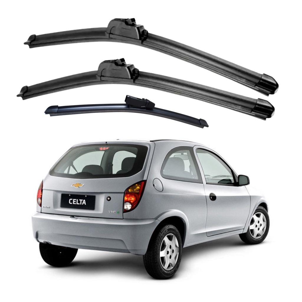 Kit Palhetas Limpador De Parabrisa Dianteiro + Traseiro Celta 2004 á 2014 em Oferta na Shopee