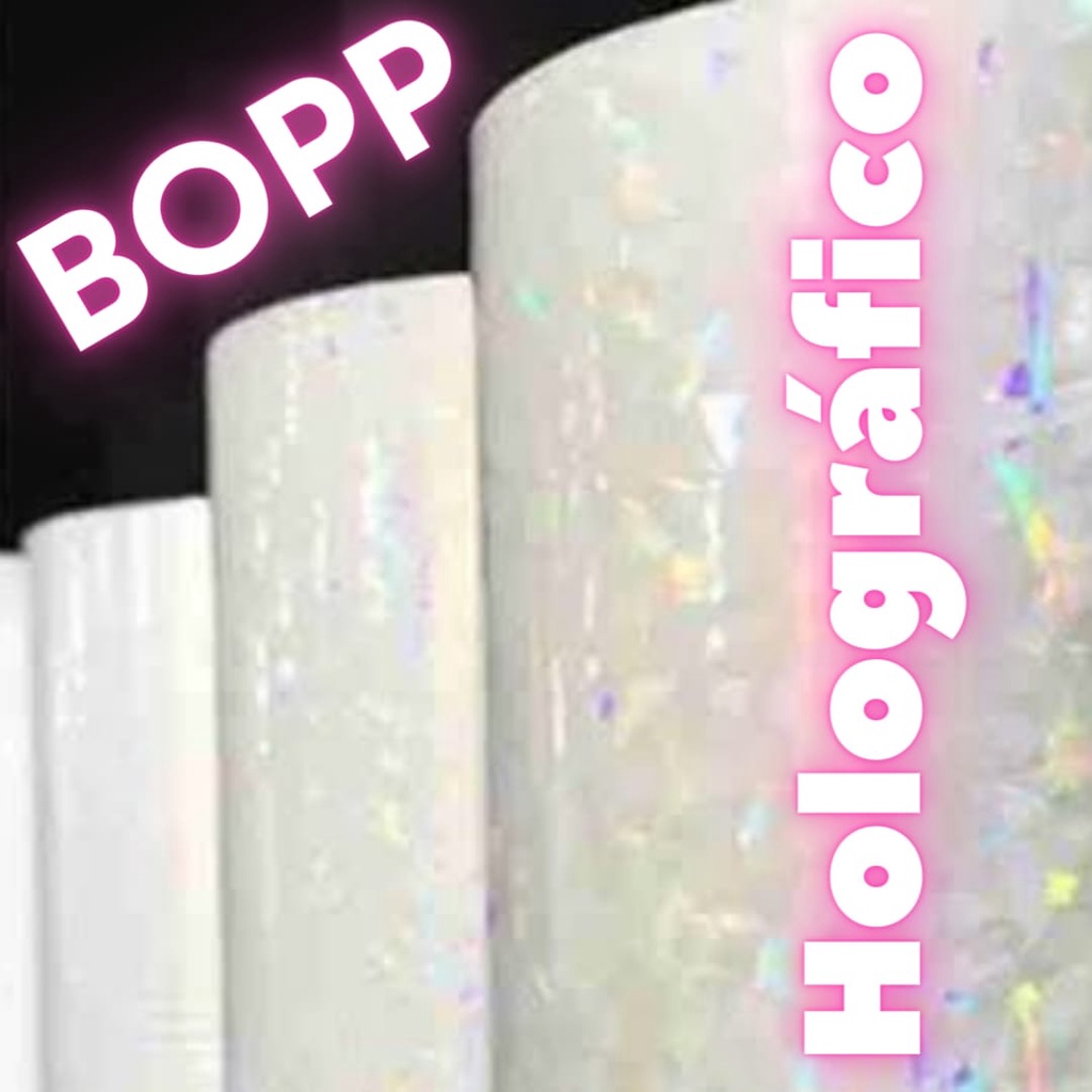 BOPP HOLOGRÁFICO (32cmx50m) Bobina Confete Coração Caquinhos Estrelinha Chip Dots 32x50