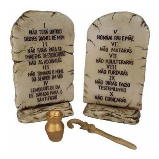 Pedra Dos 10 Mandamentos Tábuas Da Lei Decorativa Resina