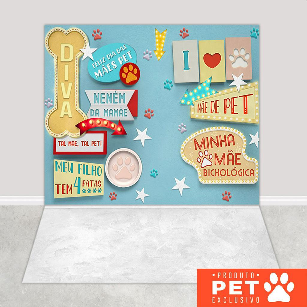 Fundo Fotográfico Pet Mãe Bichológica Em Tecido 1,20x1,70m - PET-106 em Oferta na Shopee