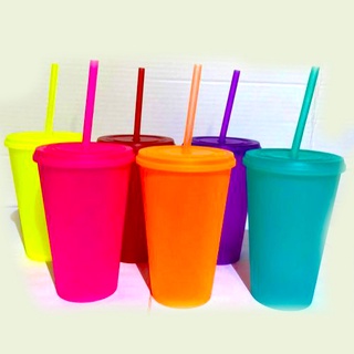 30 Copos Eco Com Tampa E Canudo 550 Ml
