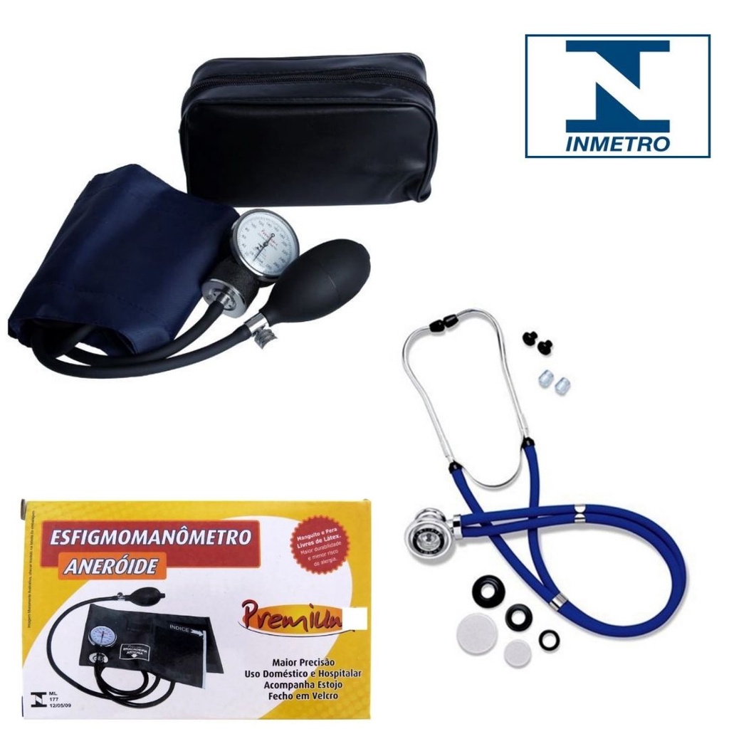 Esfigmomanômetro E Estetoscópio, Premium, Rappaport Azul