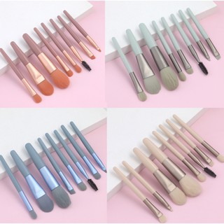 Kit 8 Peças Combo De Pincéis De Maquiagem Com Case Transparente Para Viagem
