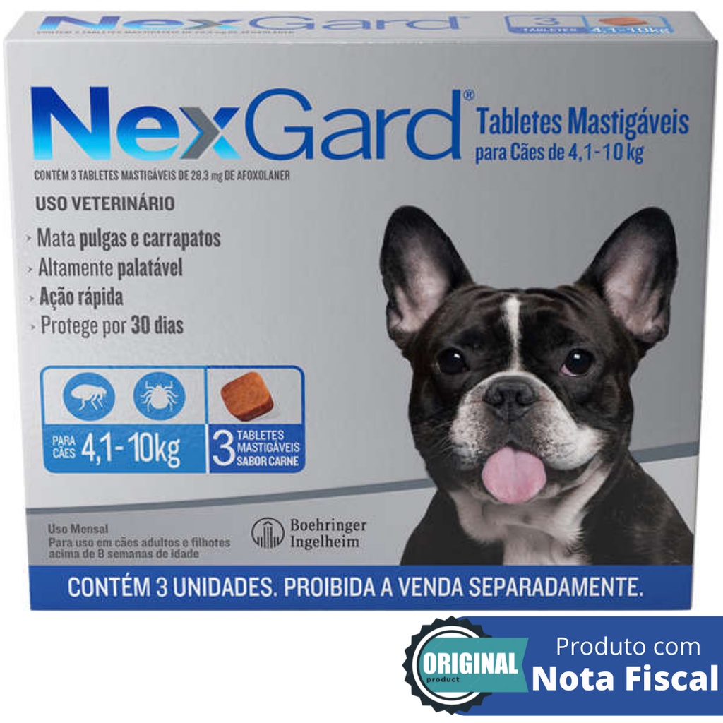 Nexgard Antipulgas E Carrapatos Cães 4 A 10kg Com 3 Tabletes em Oferta na Shopee