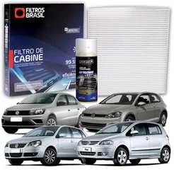 Filtro de Cabine para Ar Condicionado Volkswagen GOL G5 G6 Voyage Spacefox Golf+Higienizador Granada